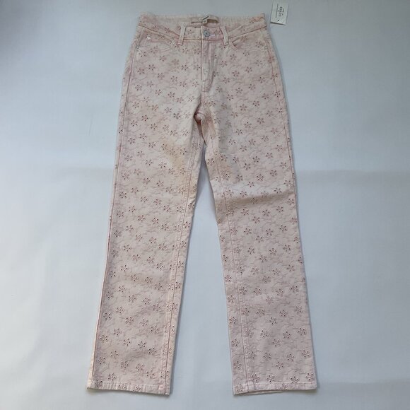 Guess Women’s 1981 High Waist Straight Leg Jeans Eyelet In Pink Size 26 - Picture 3 of 12